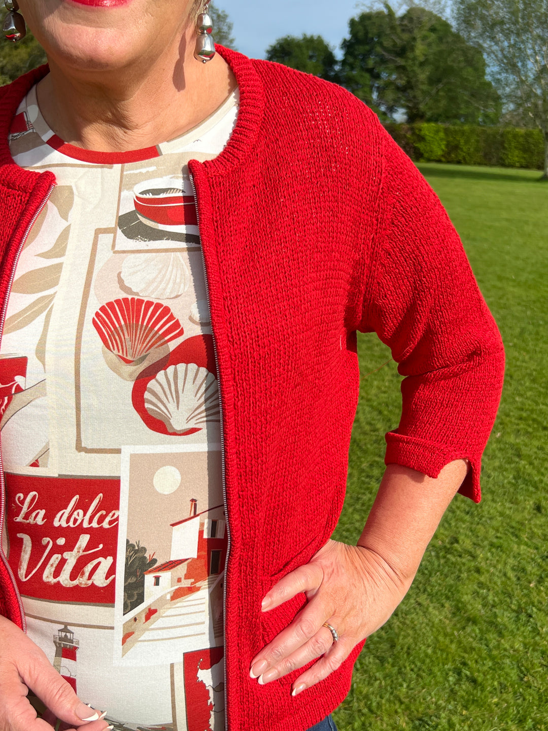 Monari Polarid Print T-shirt In Red Multi