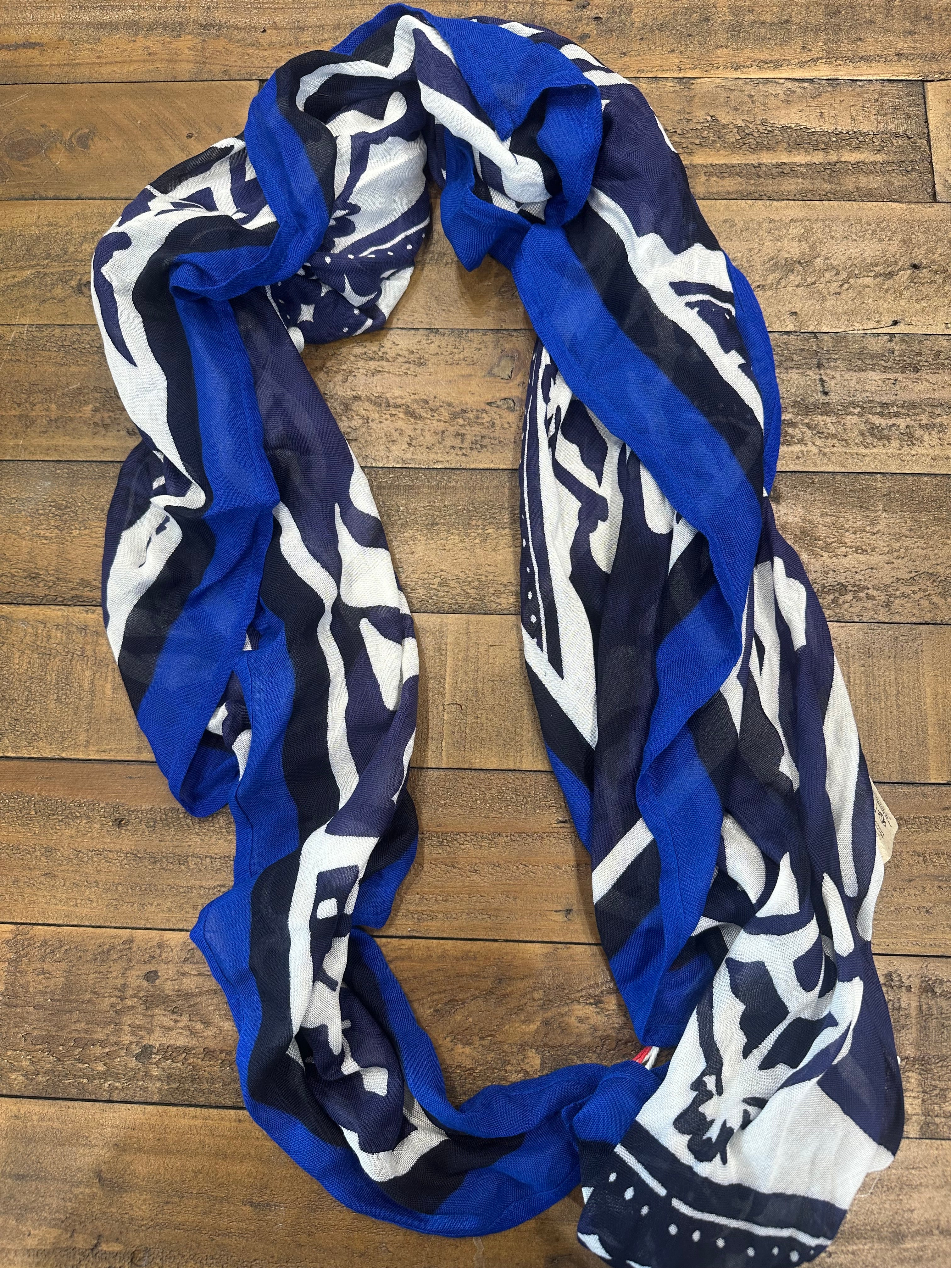 Street One Print Square Scarf In Deep Blue