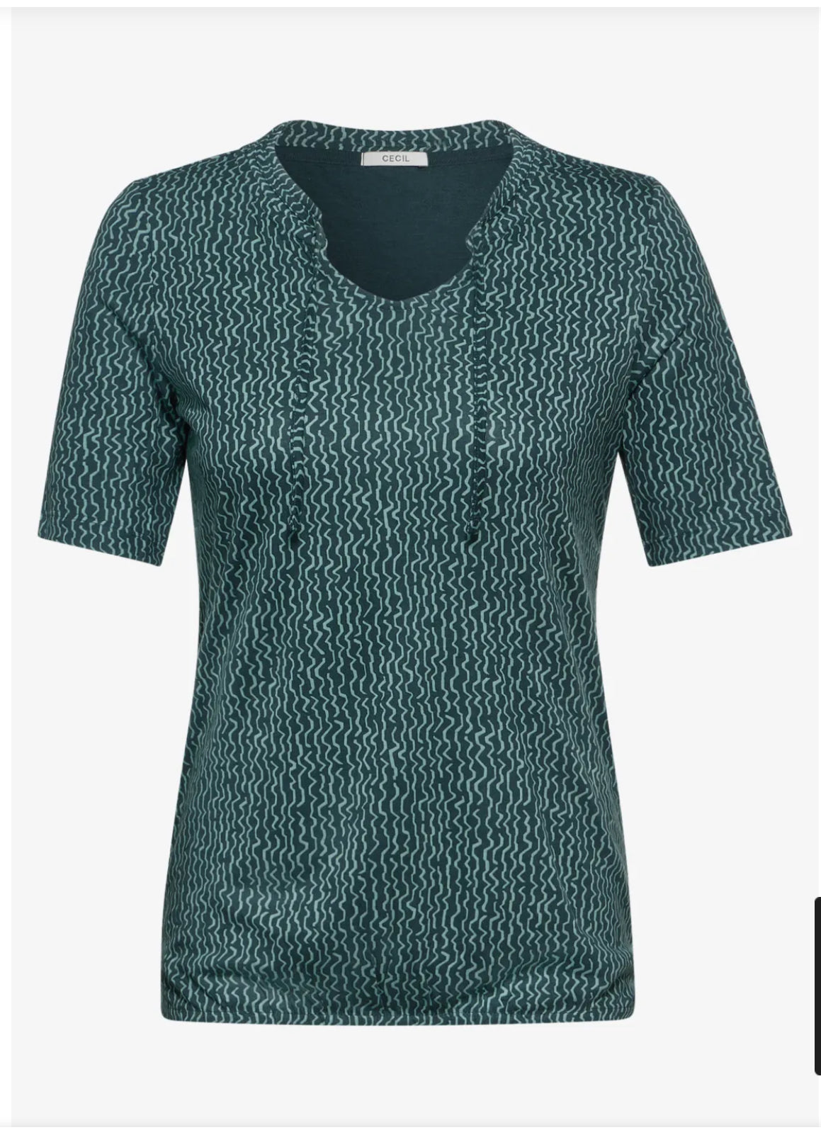 Cecil Minimal Print Top In Fir Green