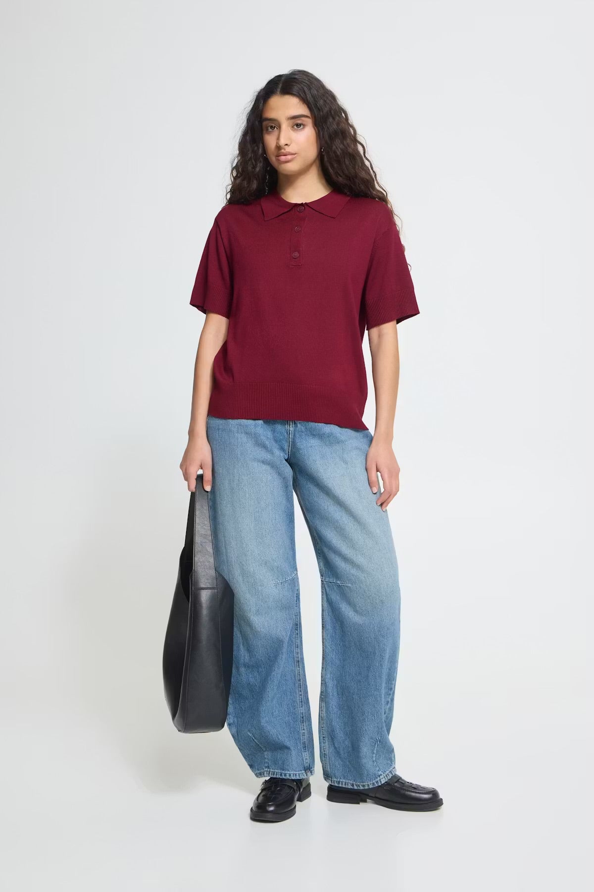 Ichi fine polo pullover In Rhodondendron