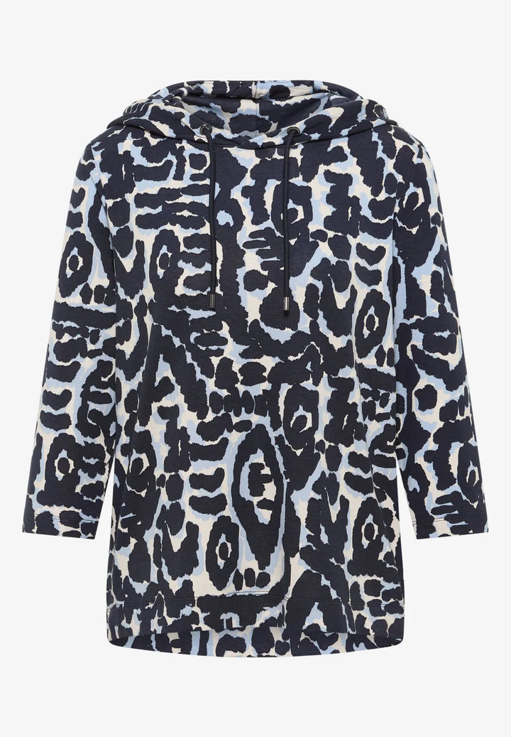 Cecil Patterned Hoodie In Urban Dark Blue