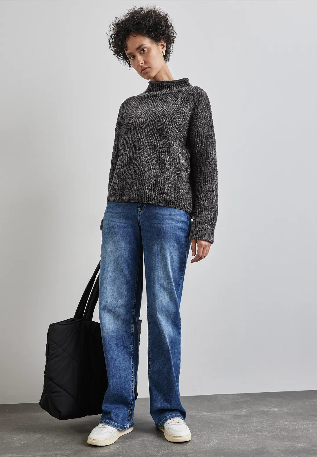 Street One Chenille Jumper In Gravel Grey