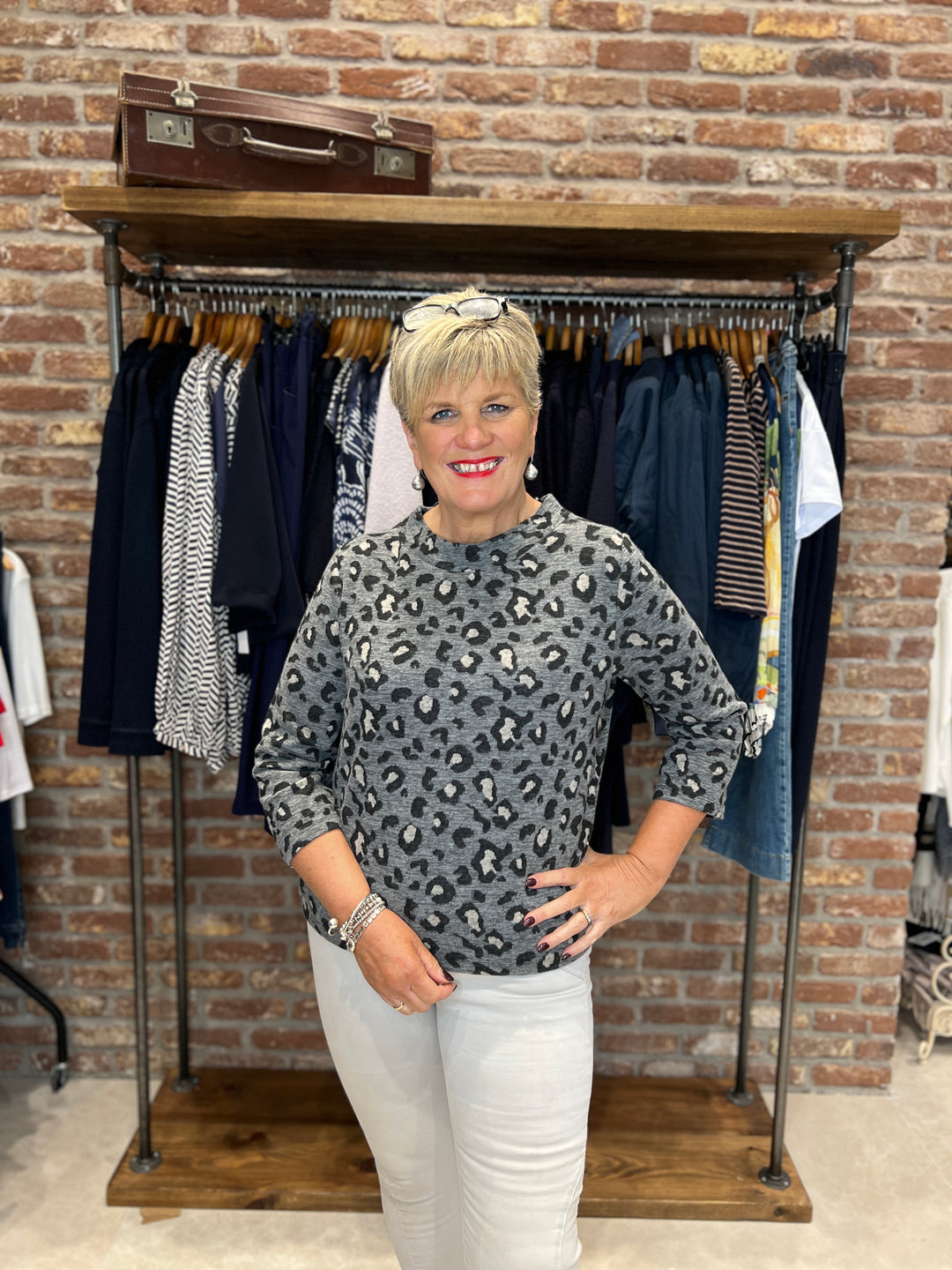 More & More Jacquard Sweatshirt In Grey