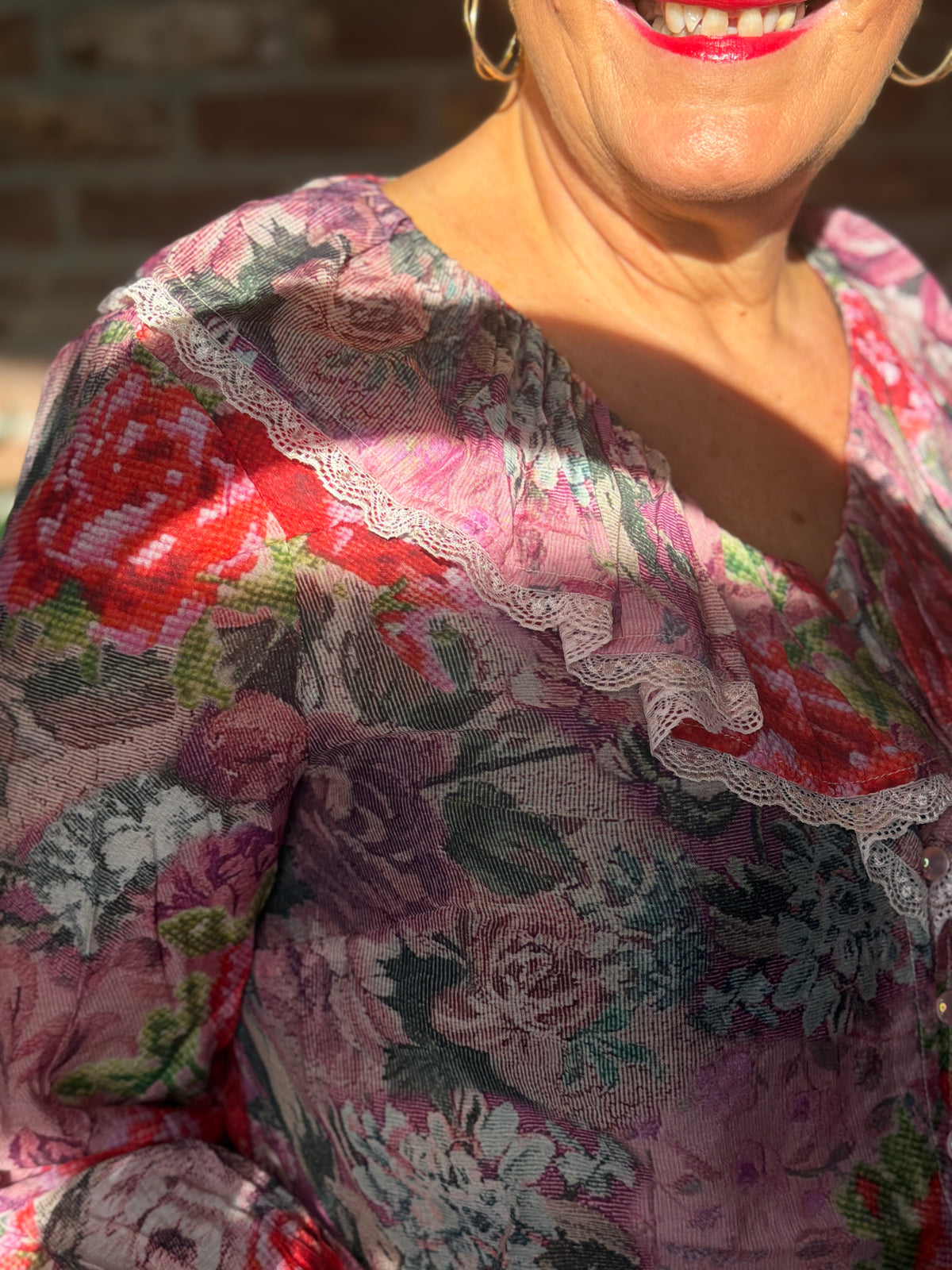 Numarcelle ruffle shirt in goji berry