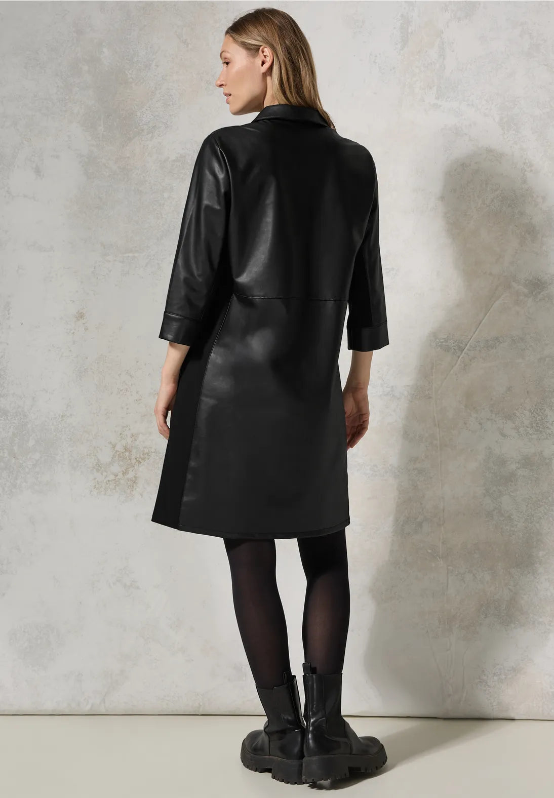 Cecil PU Dress With Collar In Black