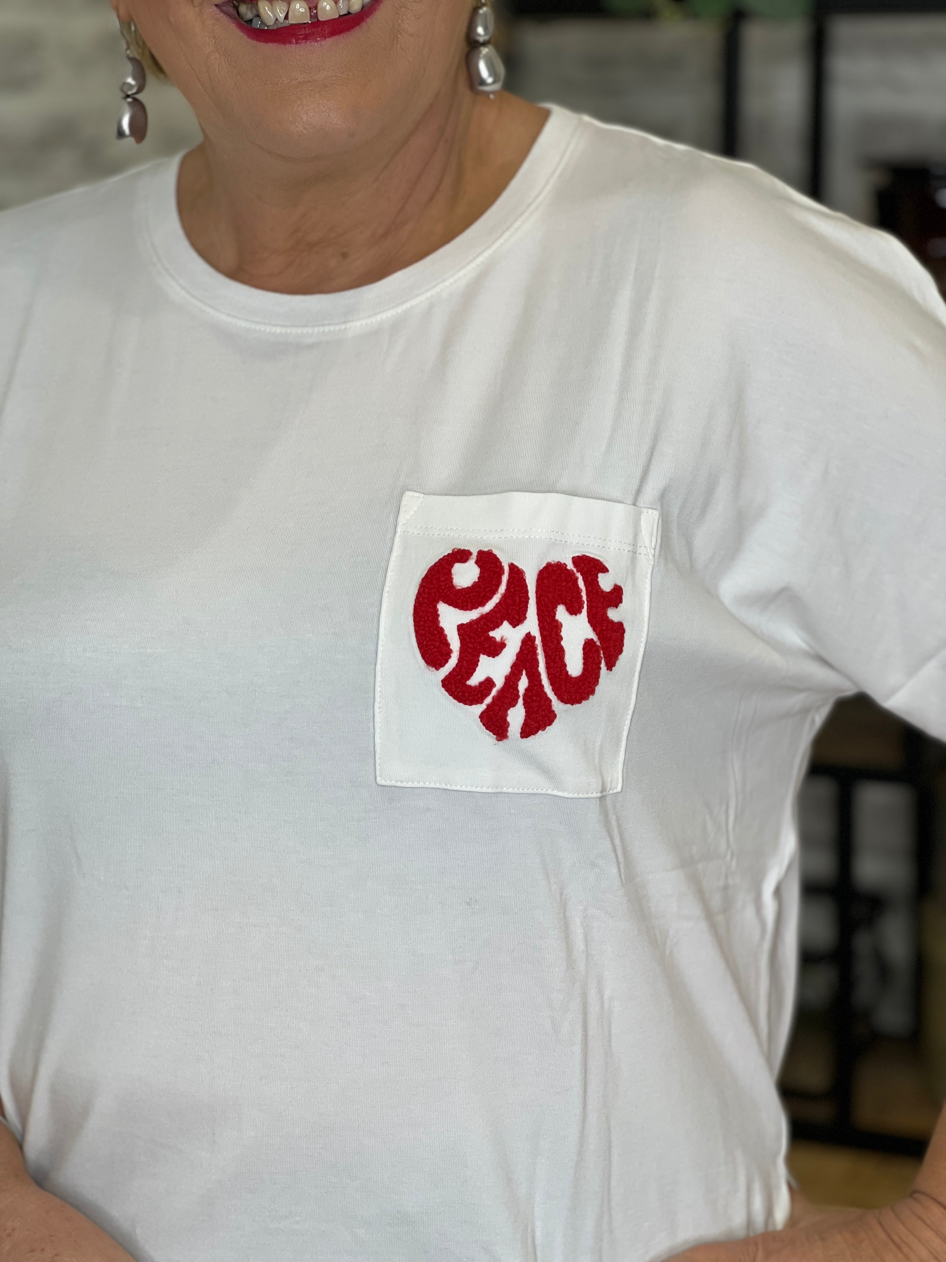 Oui T-Shirt With Embroidery In white & Red