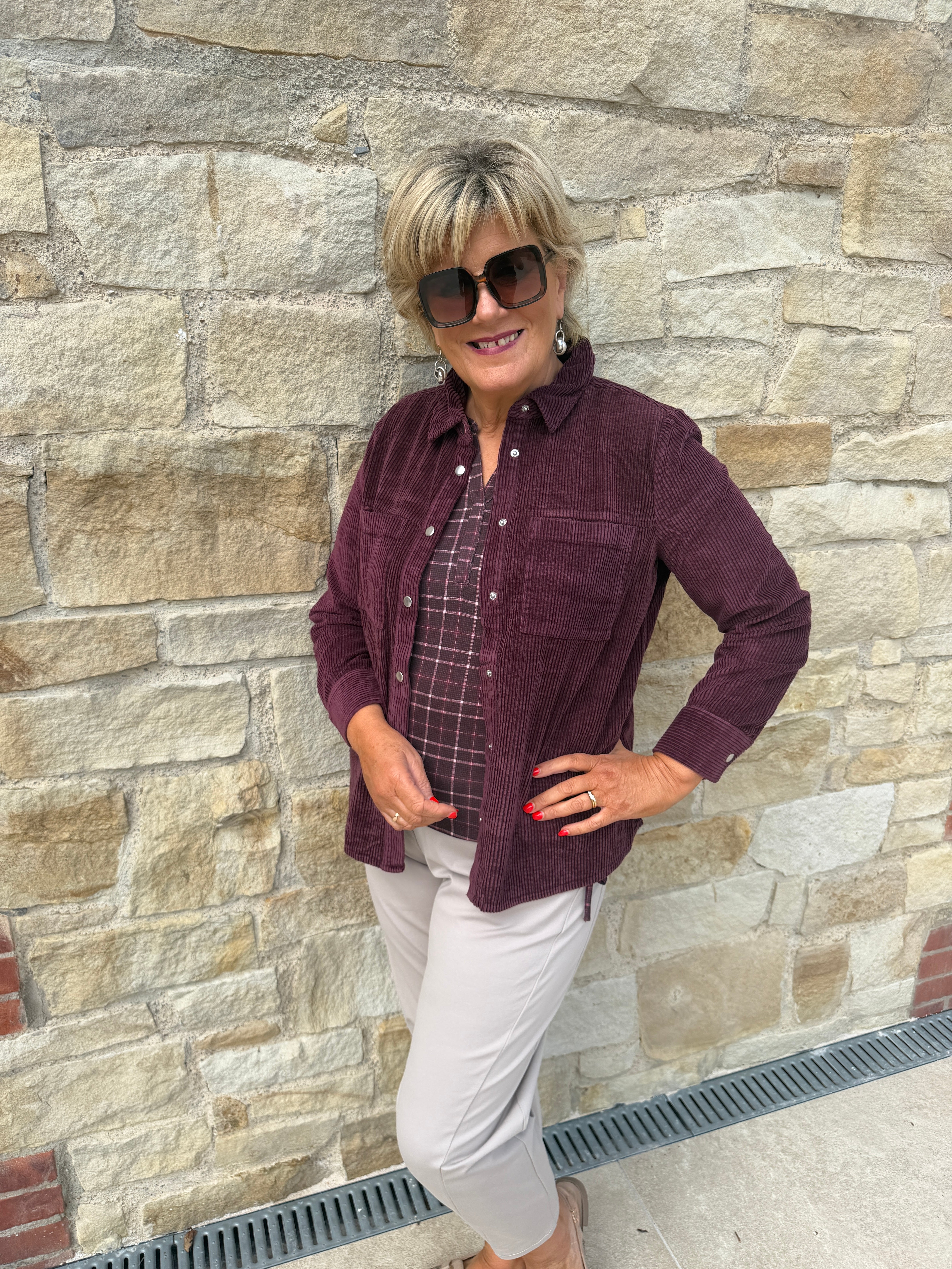 Street One Corduroy Jacket In Rustic Rouge