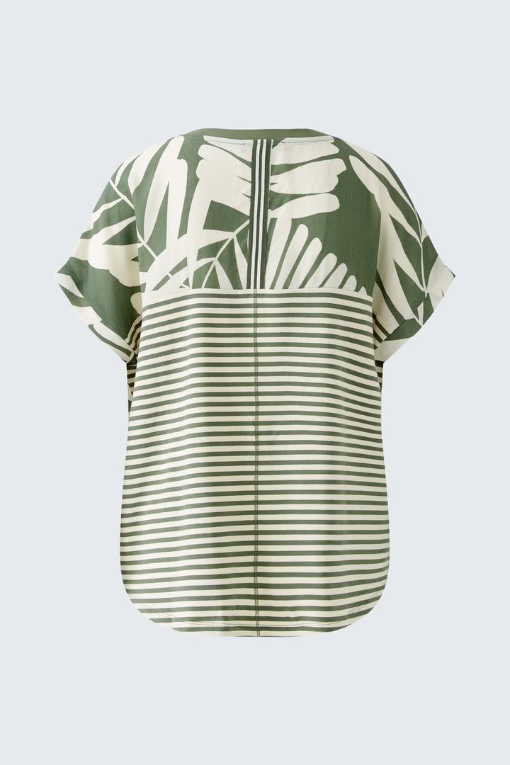Oui Floral Blouse In Khaki & Stone