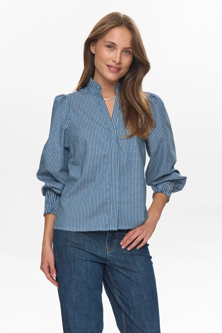 Nümph Nuemile Striped Shirt In Denim Blue