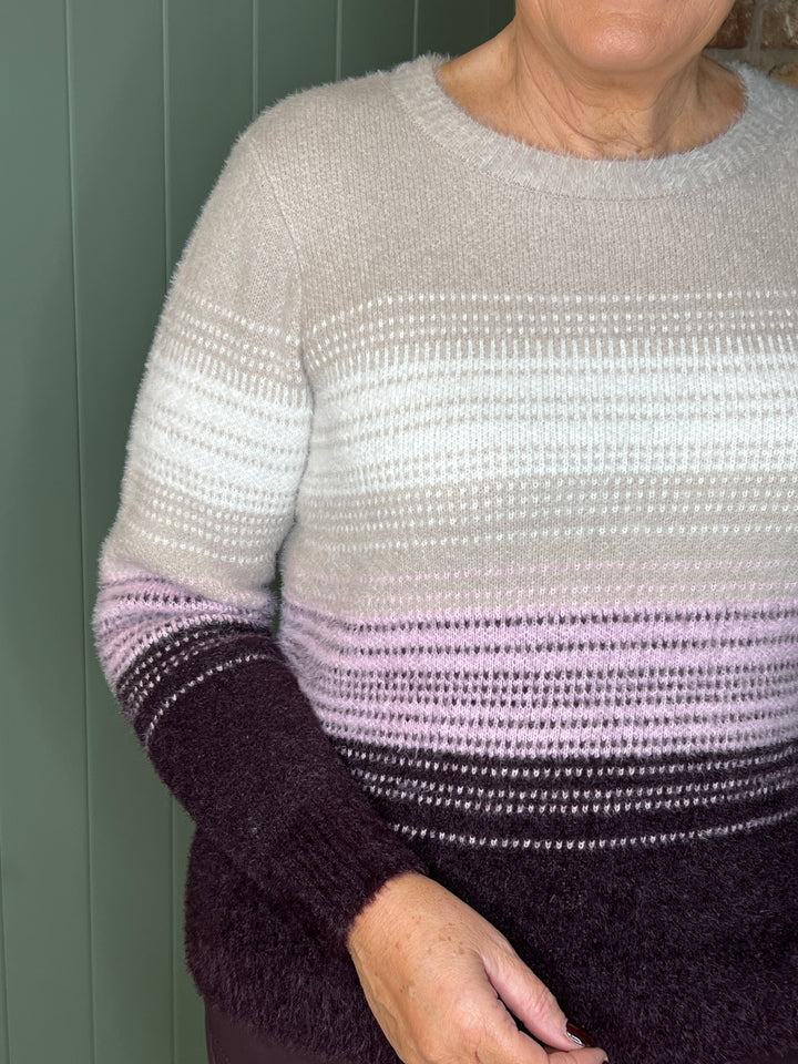 Cecil Striped Jumper In Eggplant Red