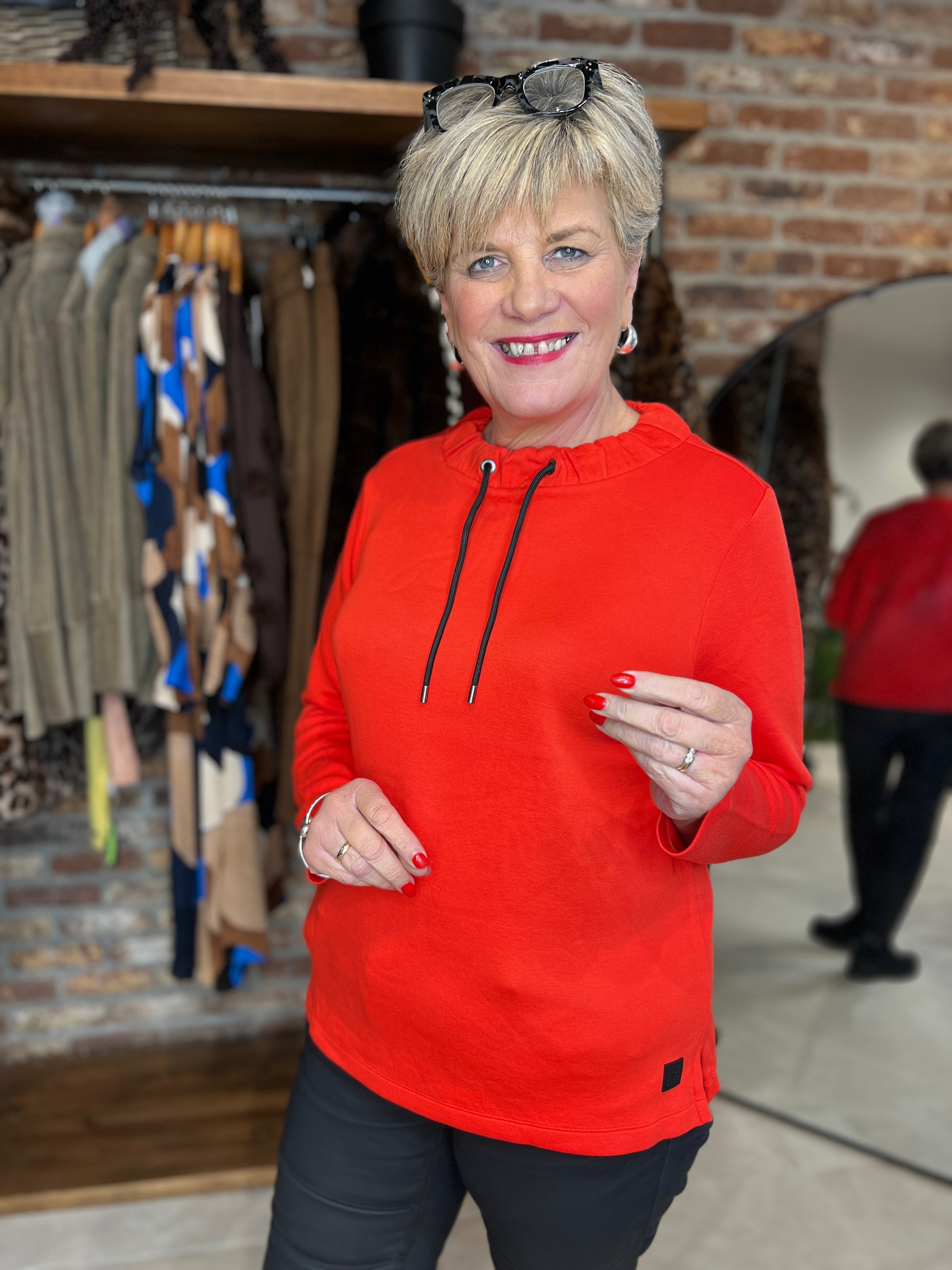 Cecil Funnel Neck sweatshirt In Pumpkin Orange