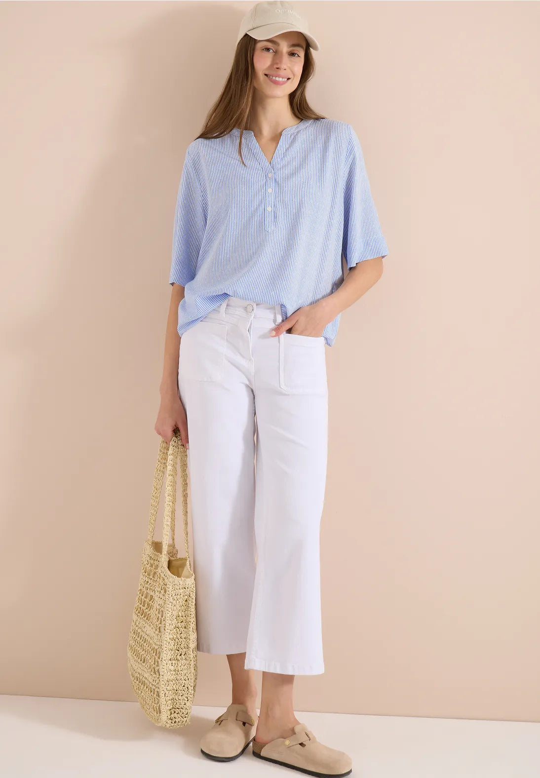 Cecil striped blouse in blue & white