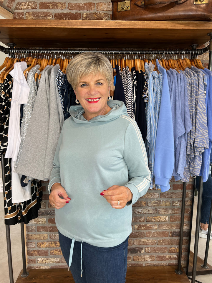 Street One Hoodie With Stripe In Arona Blue