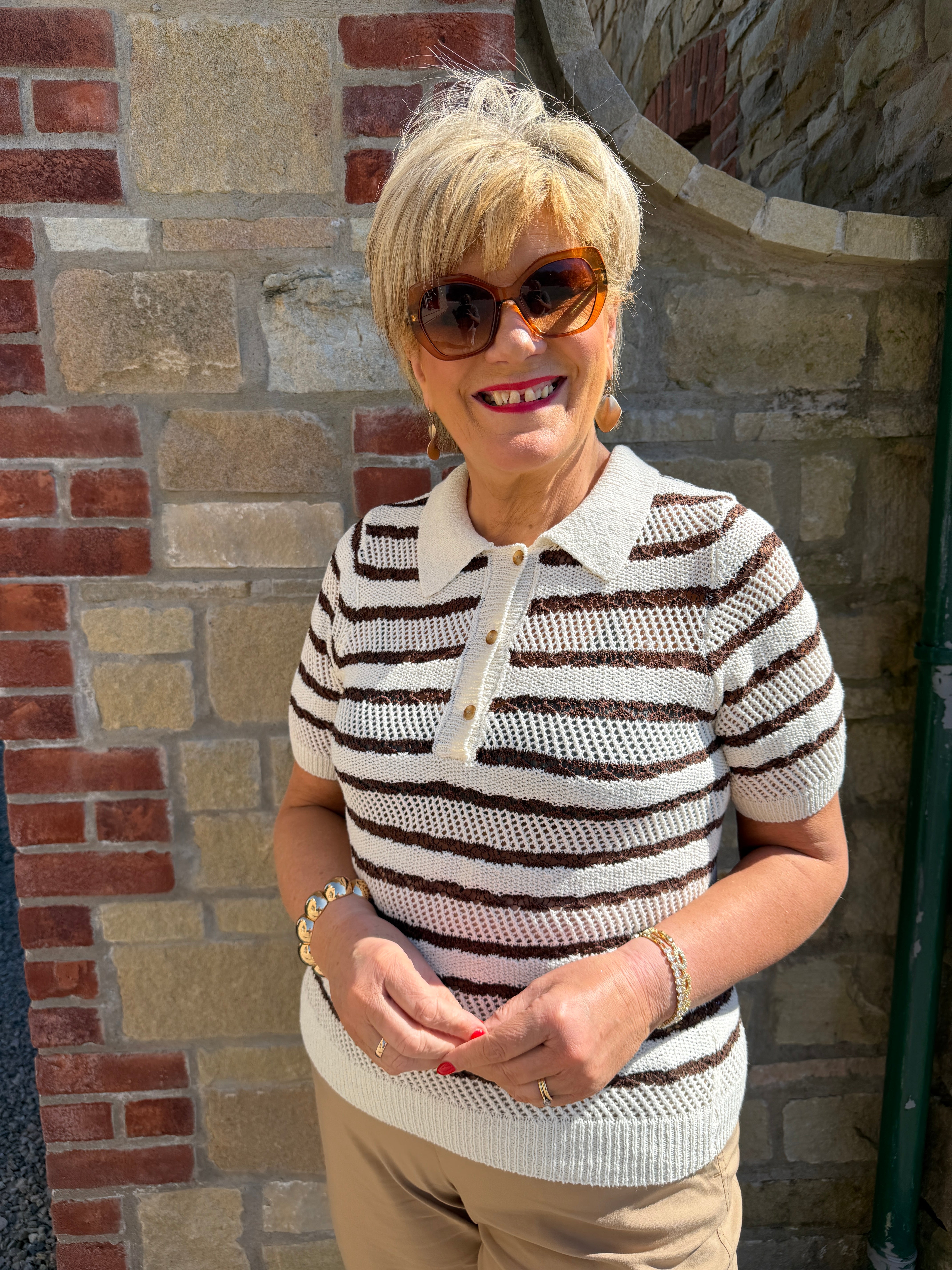 Saint Tropez striped pullover in Fondue Fudge