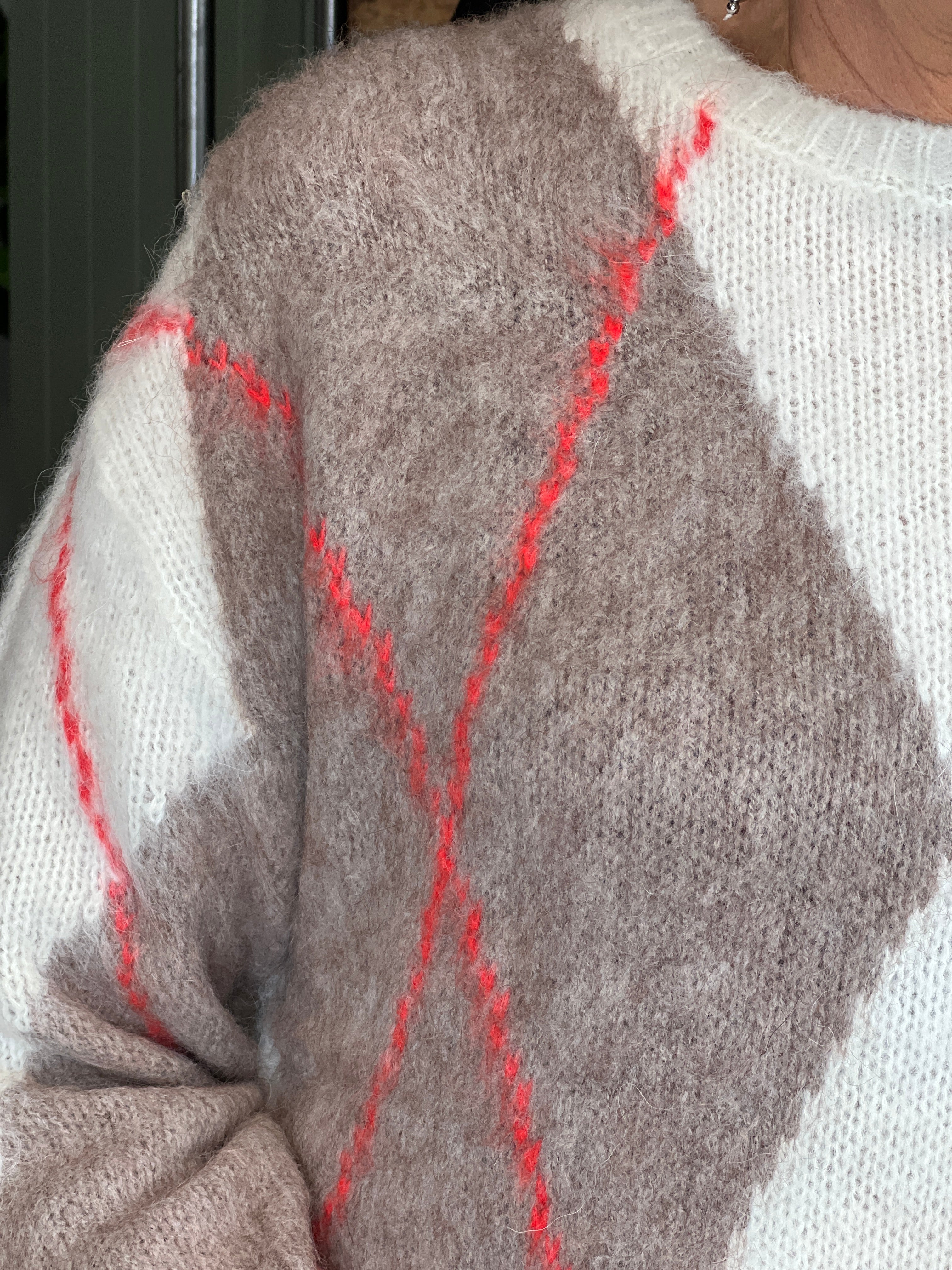 Oui Jacquard Pullover In Blue & White