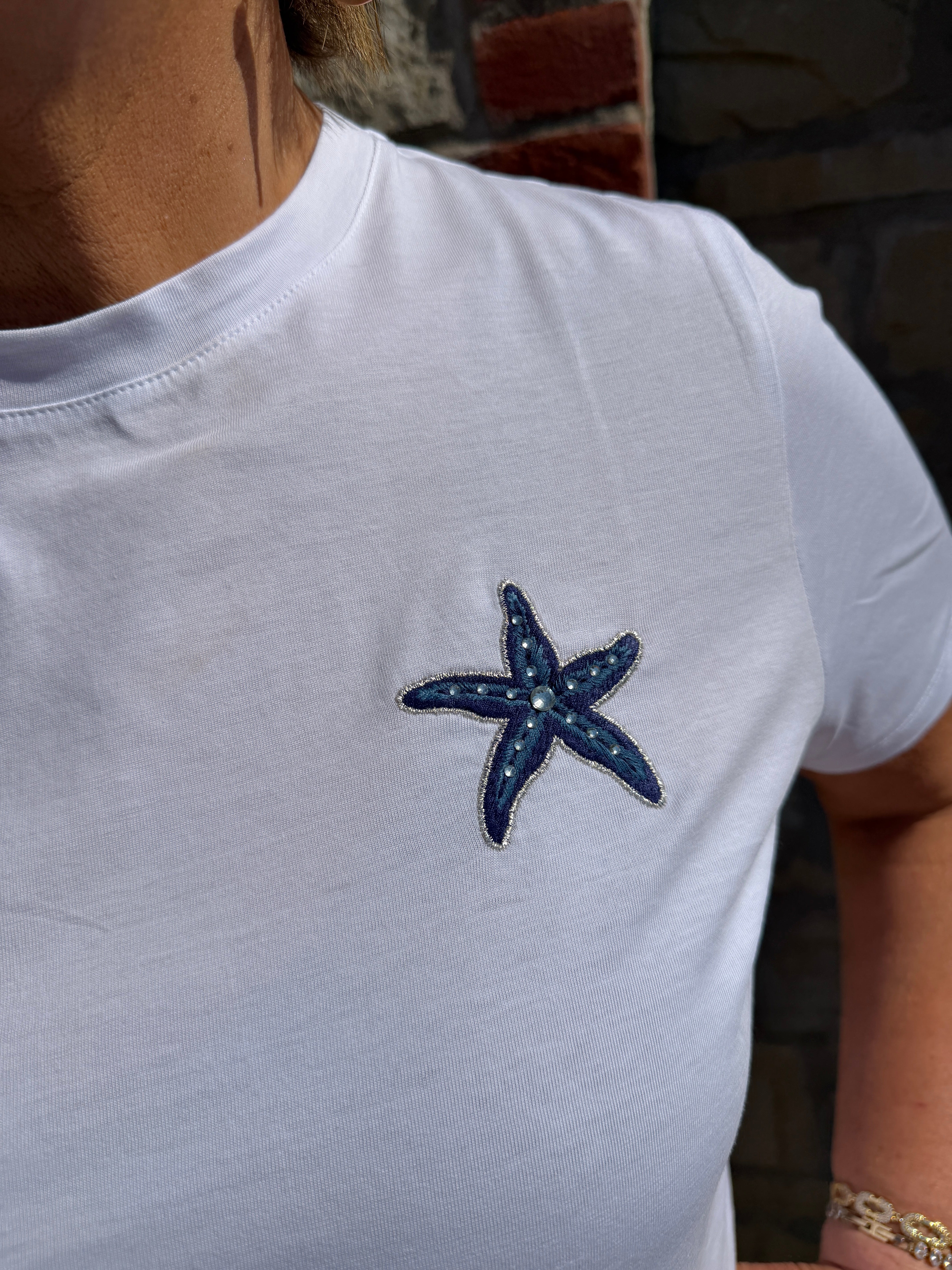 Saint Tropez appliqué T-shirt in Bright white