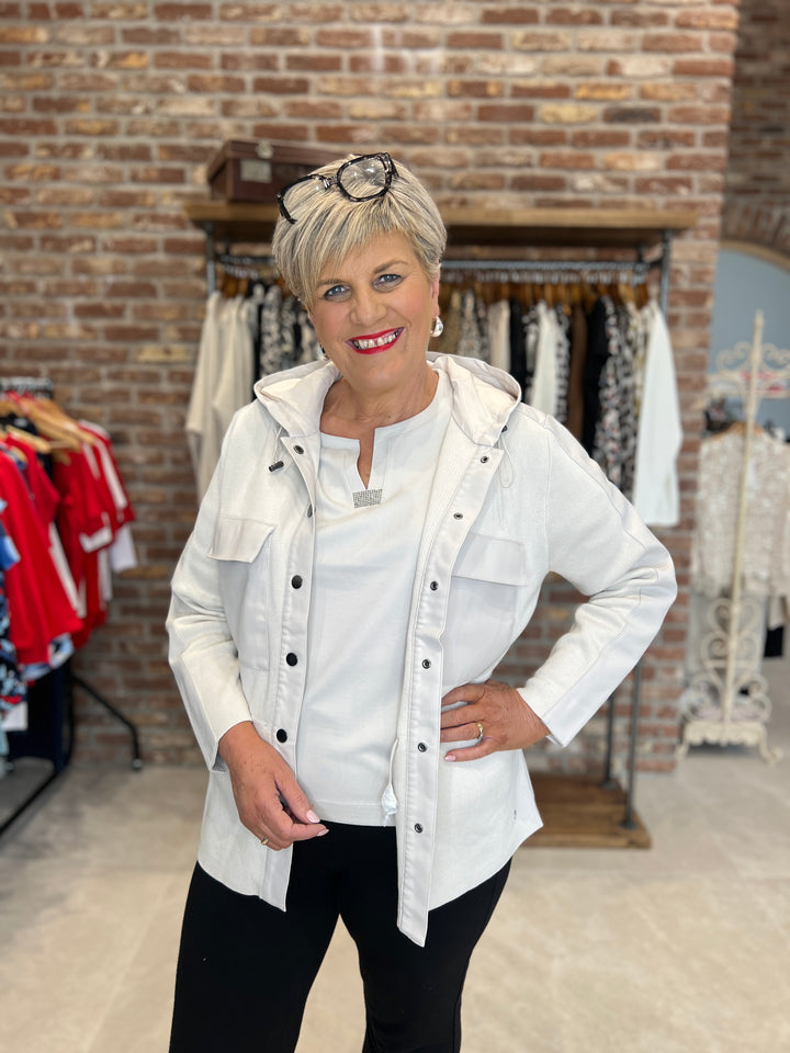 Monari Cardigan With Hood In Oat Milk