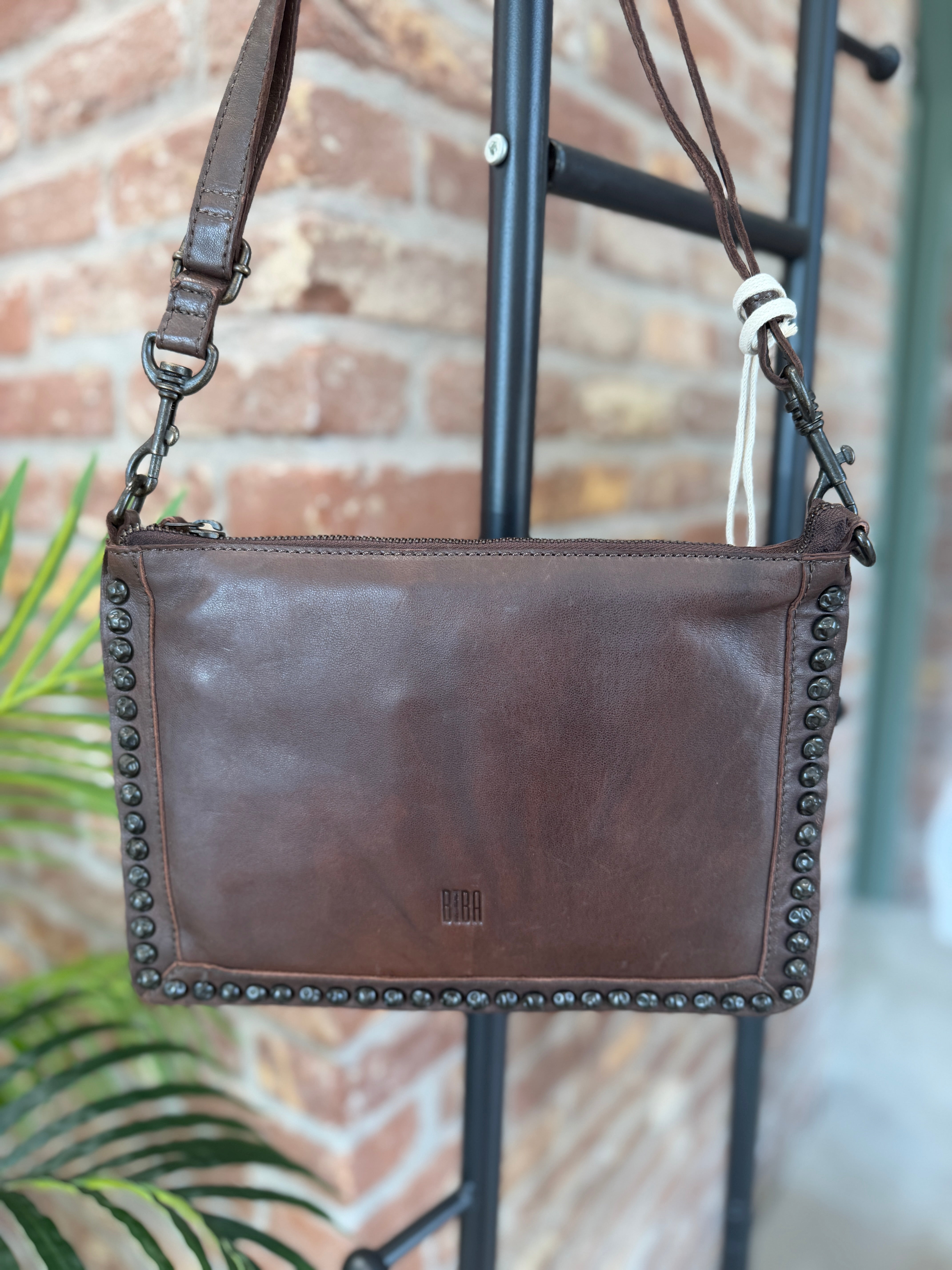 BIBA leather Portland Crossbody bag in Dark Brown