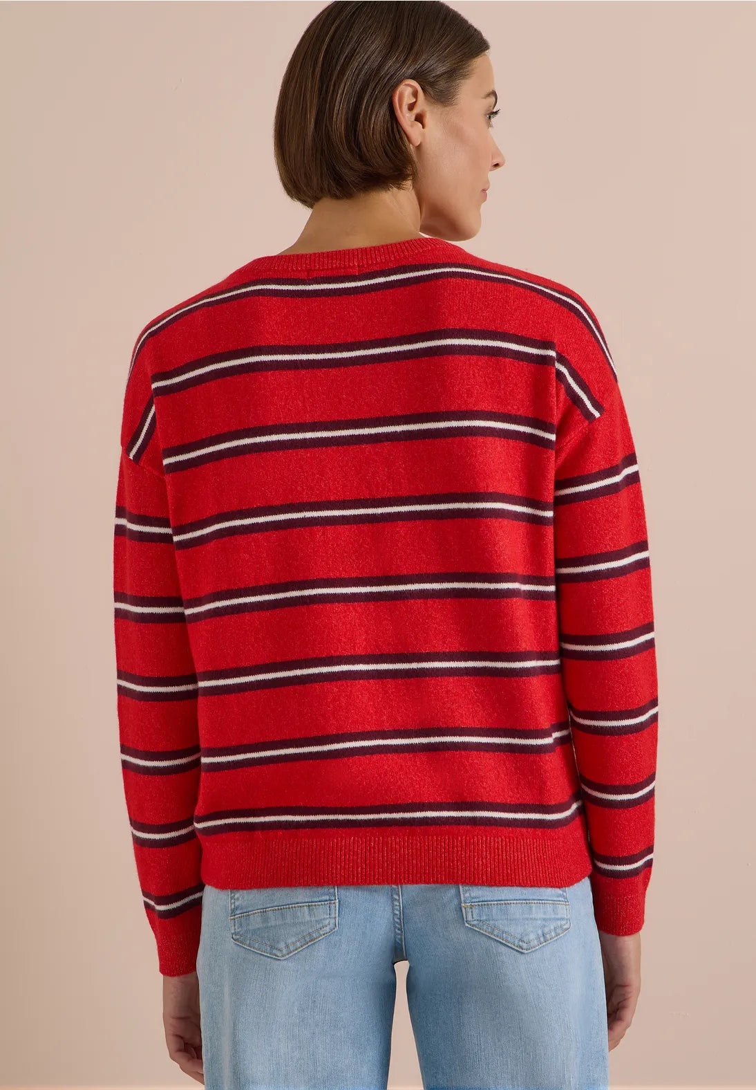Cosy striped jumper in flame red