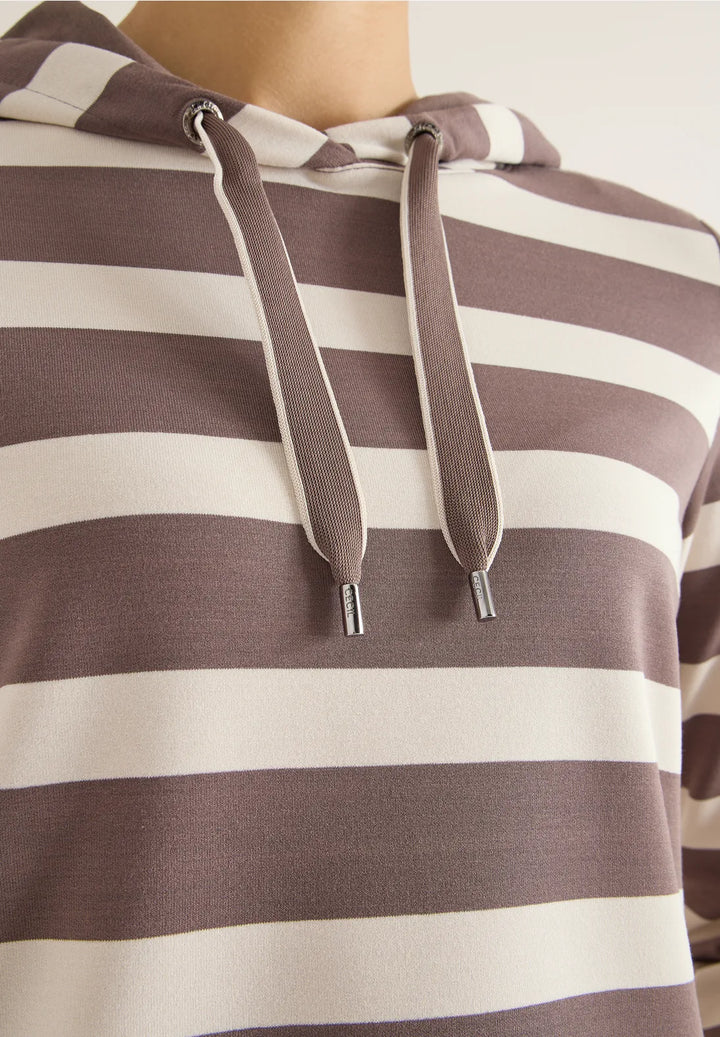 Cecil Striped Hoodie In Urban Taupe