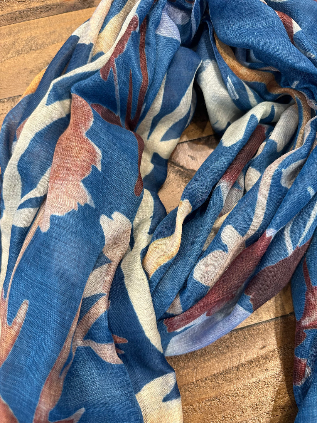 Amelia Forest Print Scarf In Navy
