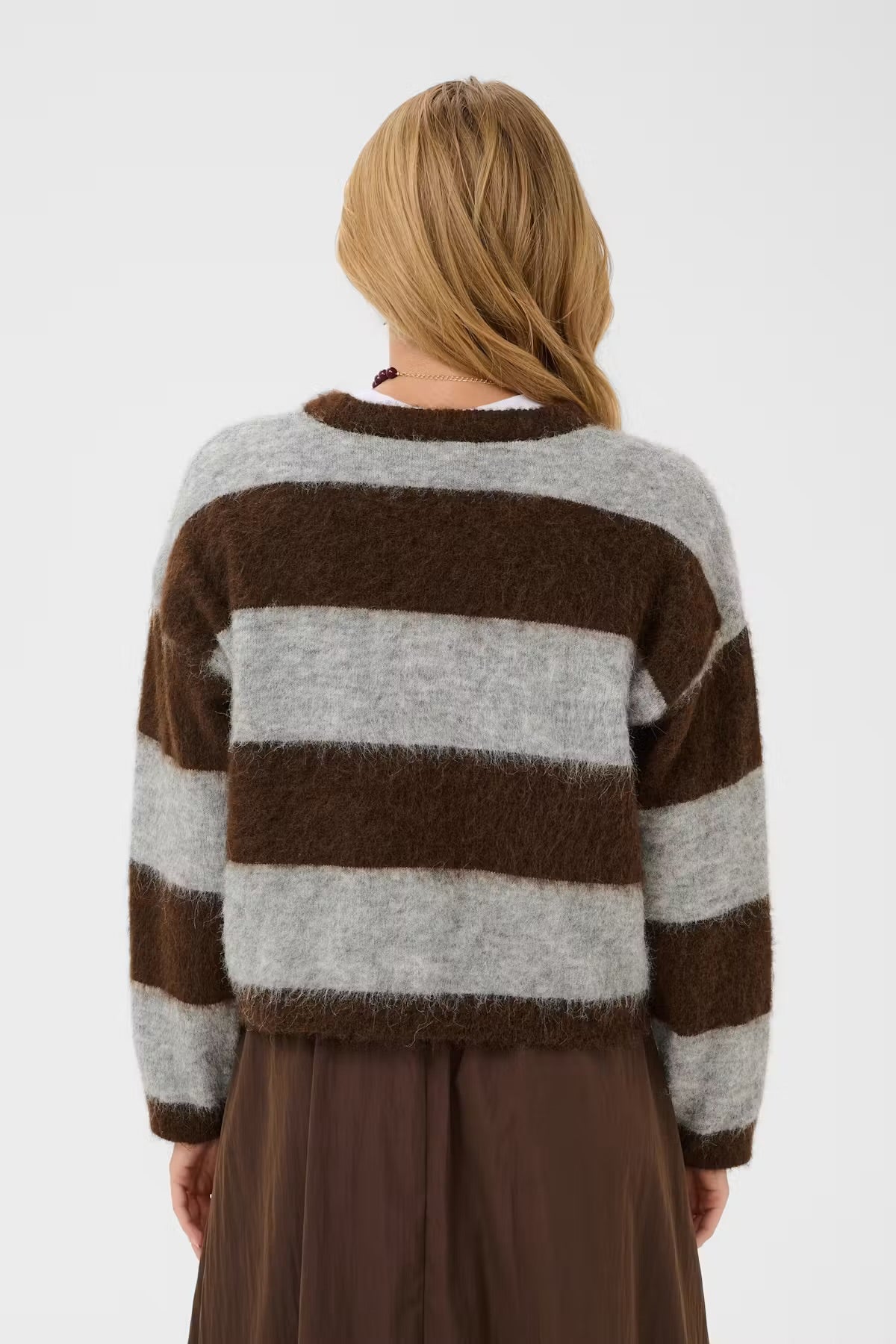 Block Stripe Jumper In chocolate & grey