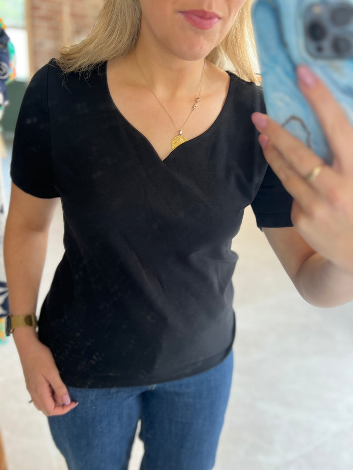 Street One Heart Neckline Top In Black