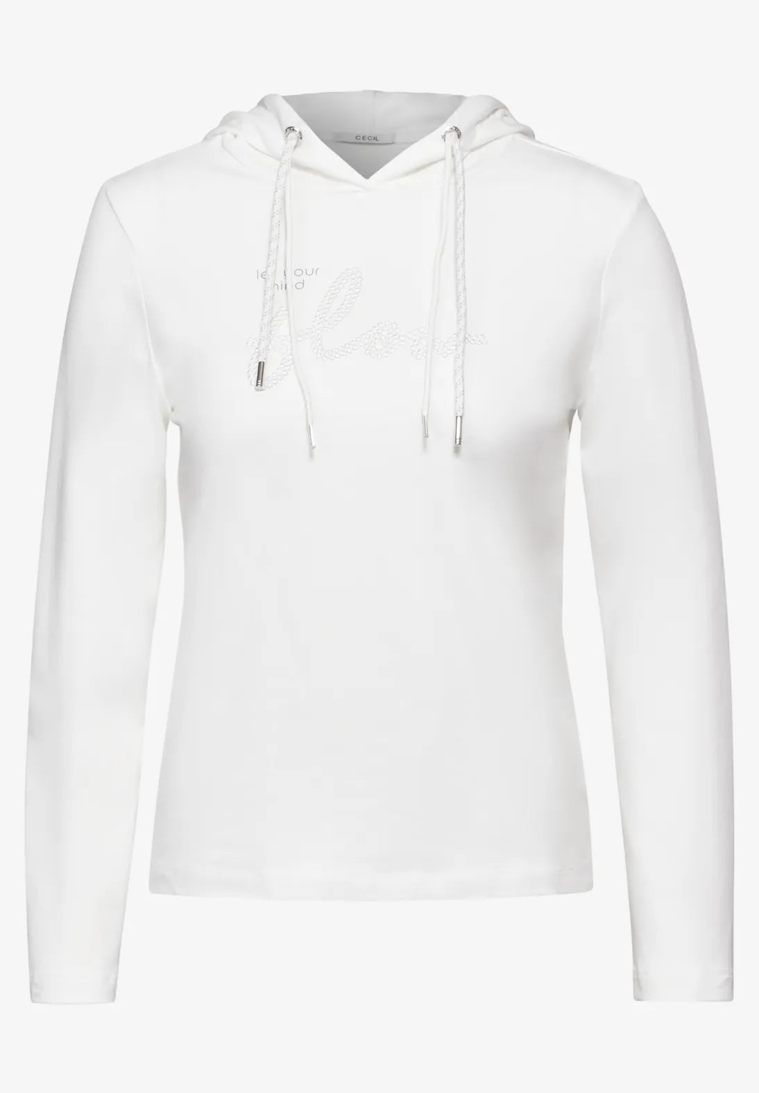 Cecil Hoodie with embroidery In Vanilla White