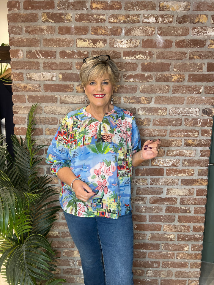 Milano Italy Oversized Blouse In  multi