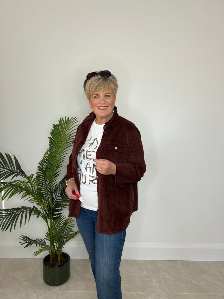 Culture Cubaela Cord Jacket In Bitter Chocolate