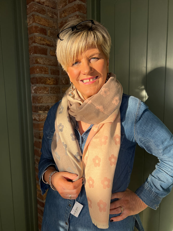 Sophie Little Flowers Scarf In Pink Multi