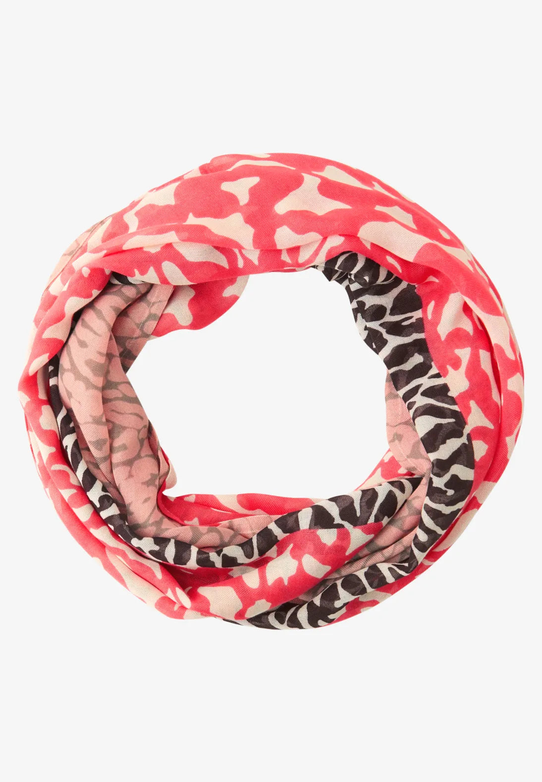 Street One Print Loop Snood In Striking Coral