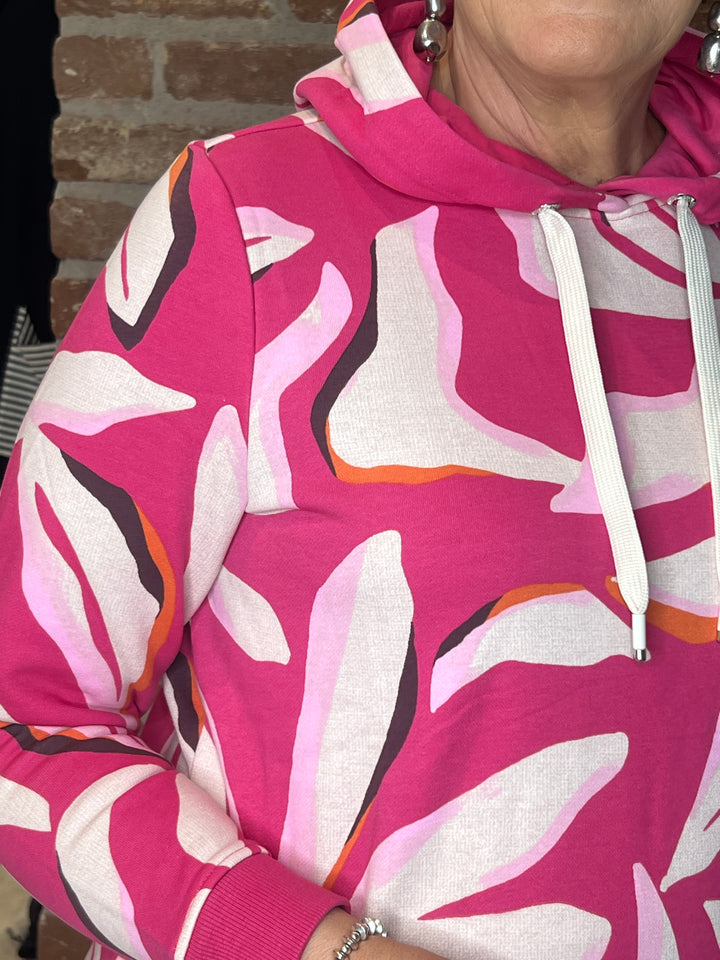 Cecil Floral patterned hoodie In beetroot pink