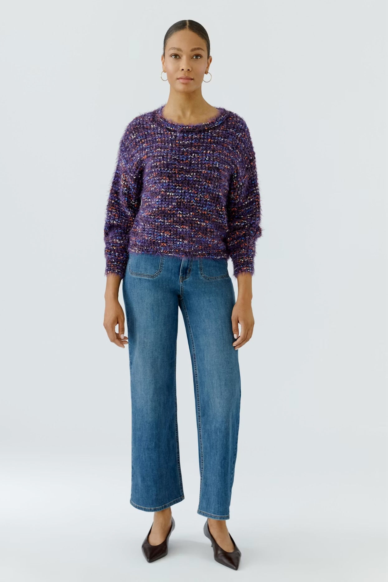 Oui Pullover Jumper In Black Violet