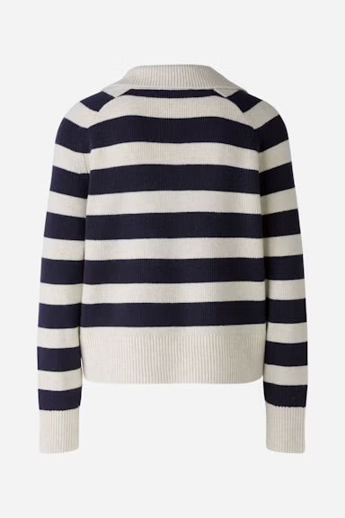 Oui Striped Pullover In White & Blue