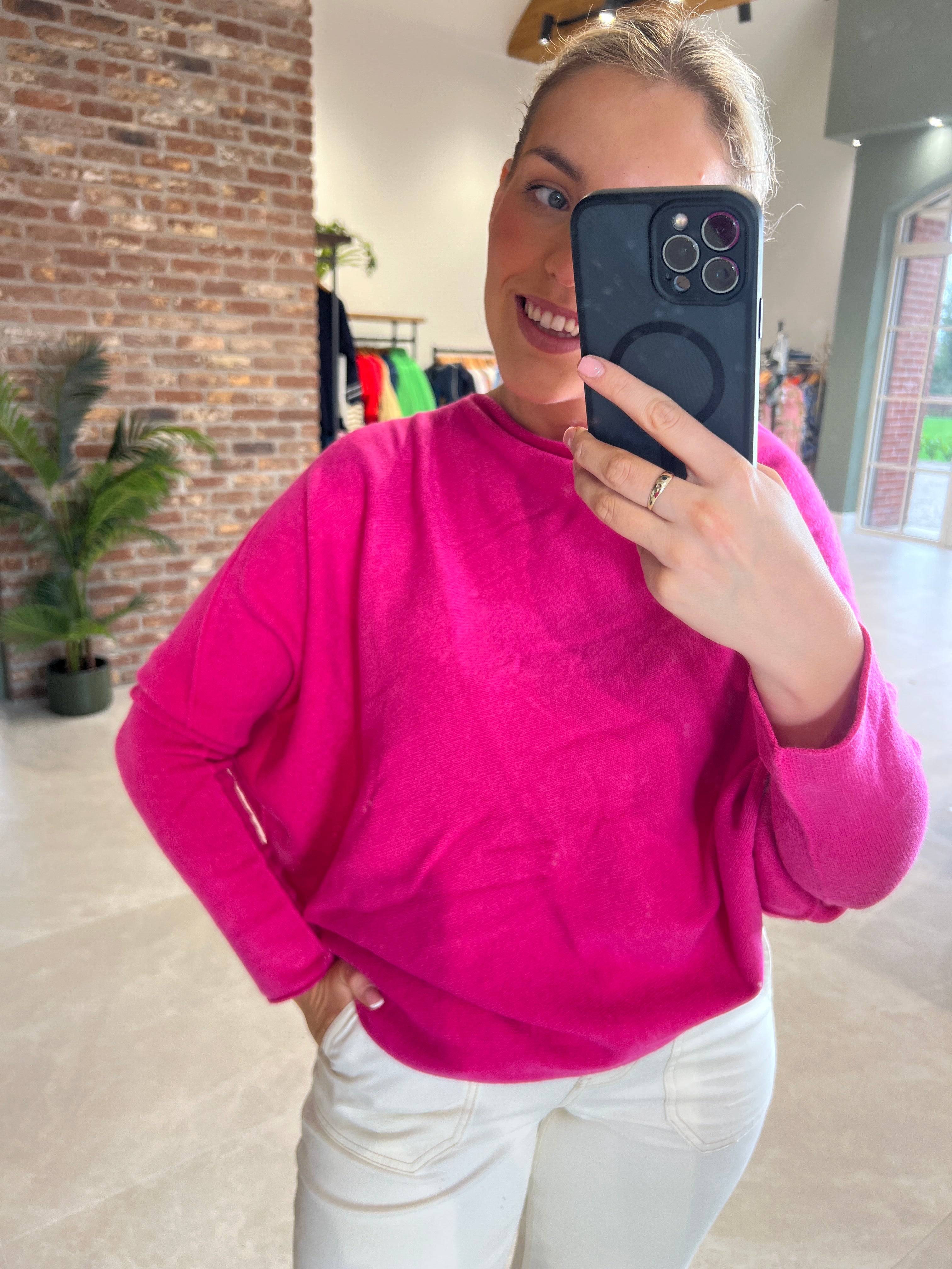 Deck By Decollage Asymmetric Knit In Pink