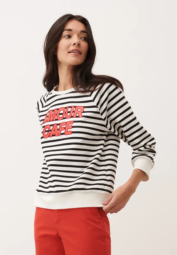 More & More Sweatshirt With Stripes In Black Multi