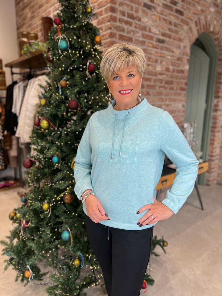 Cecil Funnel Sweatshirt In Foam Blue Melange