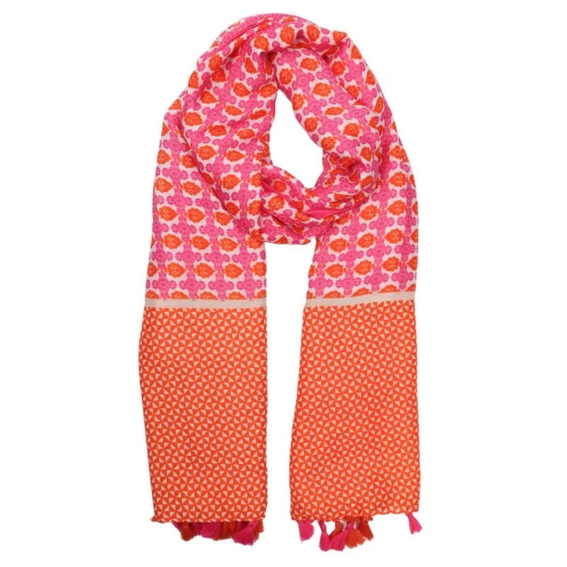 Polly Mini Triangles With Tassels Scarf In Orange