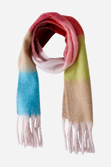 Oui Cuddly Soft Scarf In Red & Blue Multi