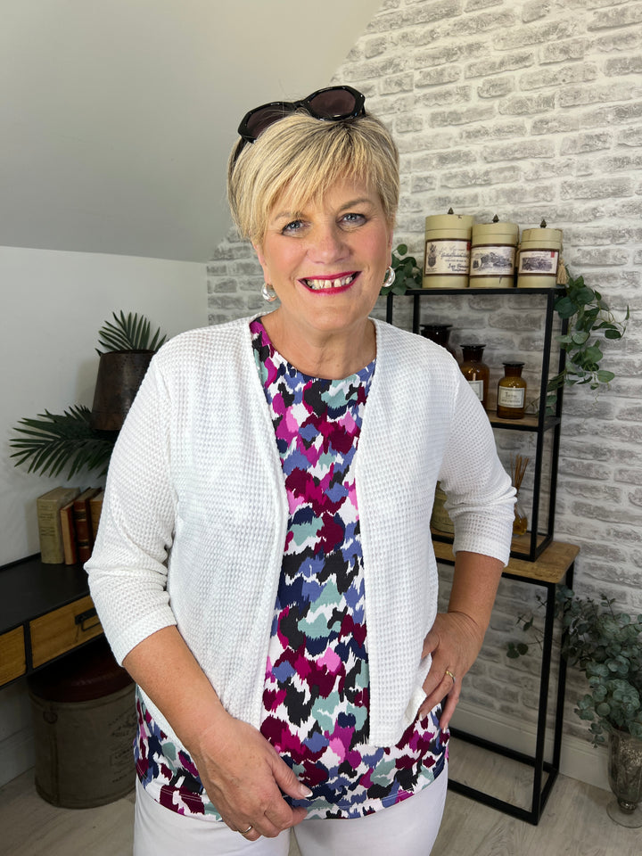 Cecil Ajour Look Cardigan In Vanilla White