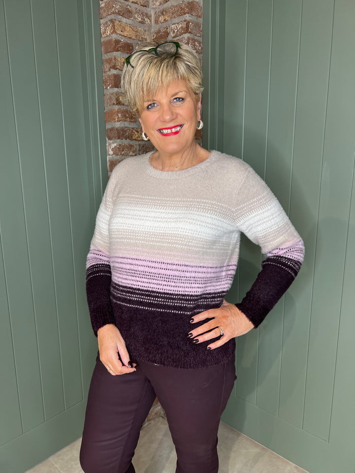 Cecil Striped Jumper In Eggplant Red