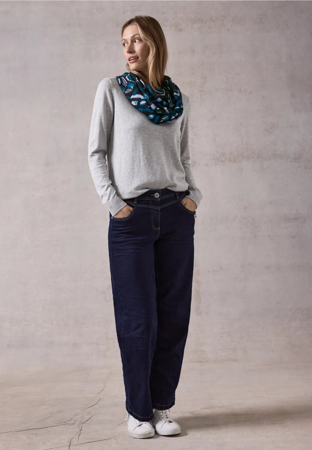 Cecil Print Loop Snood In Dynamic Aqua Blue