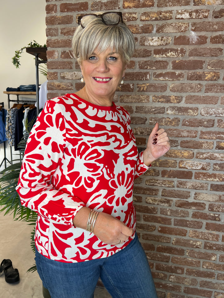 Street One floral blouse In Salsa Red
