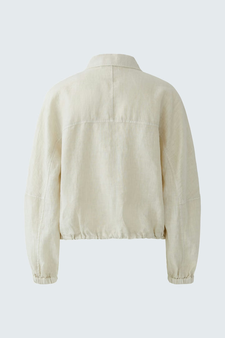 Oui Pure Linen Jacket In Biscuit