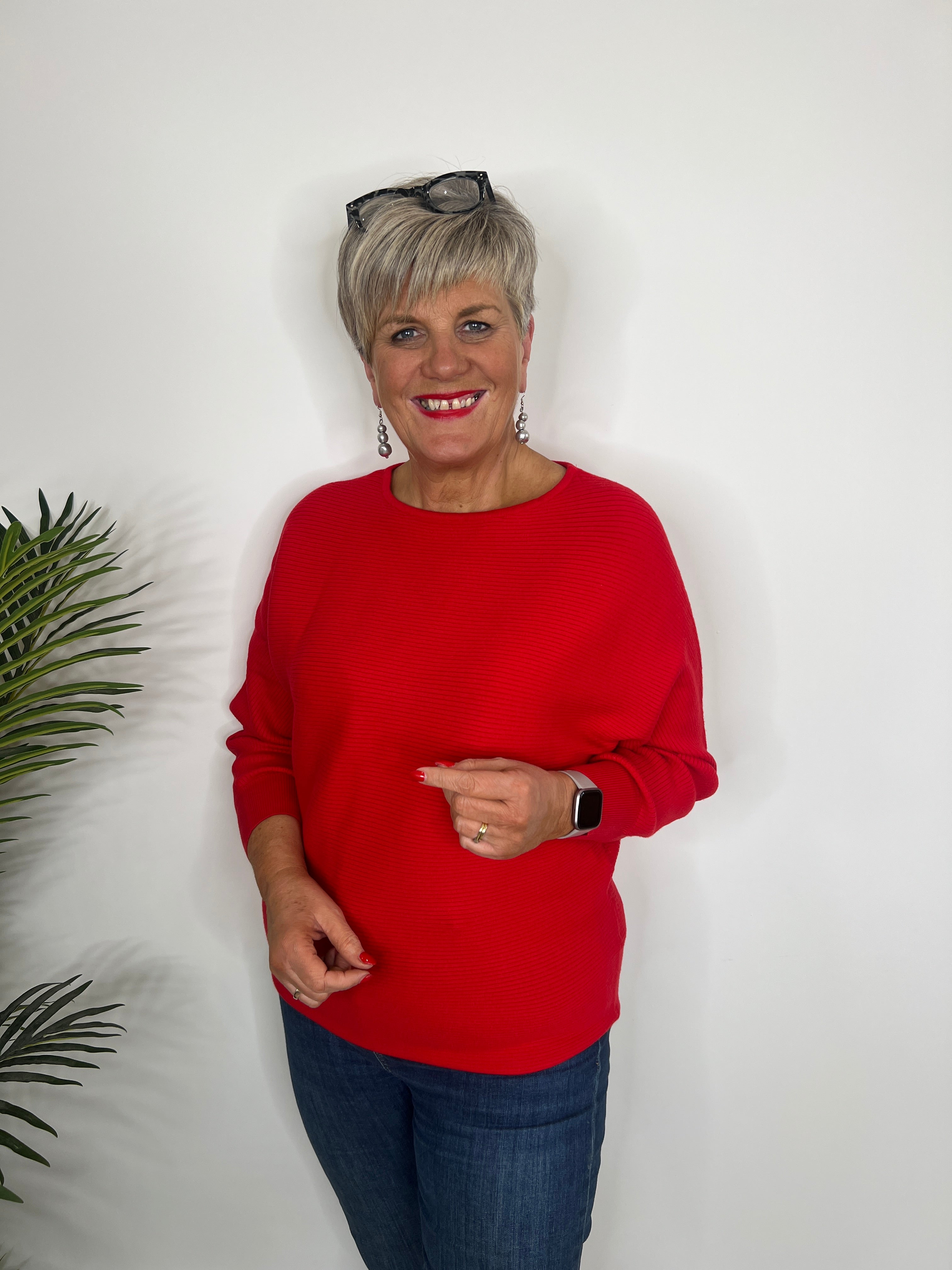 Street One Dolman Pullover In Racing Red