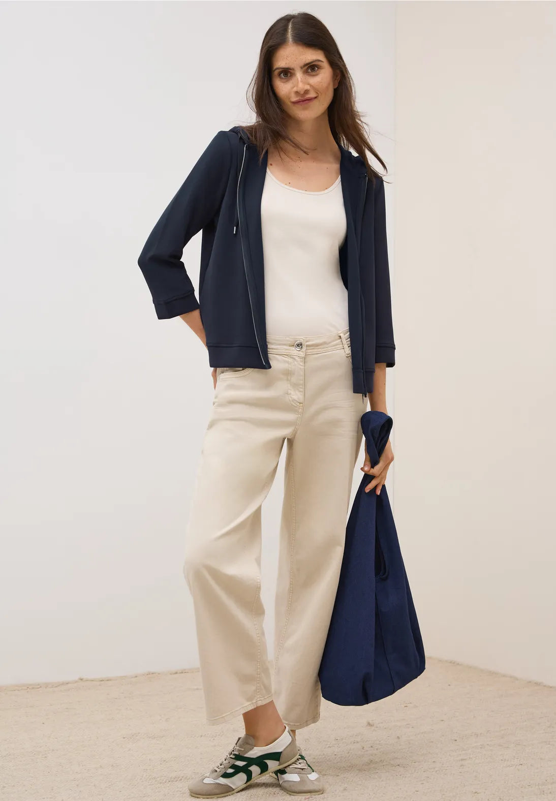 Cecil Soft Hooded Jacket In Urban Dark Blue