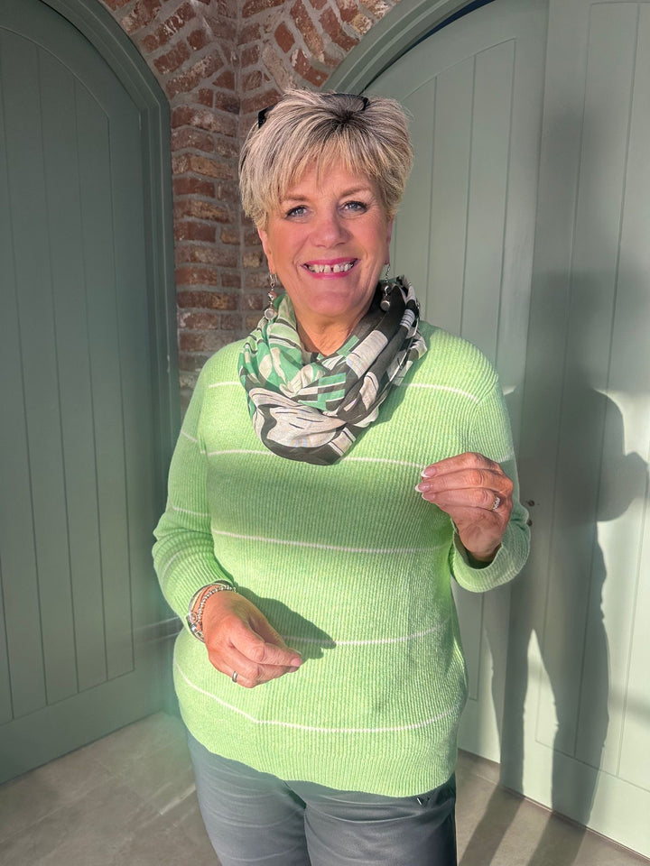 Cecil Striped Knit In Bamboo Green