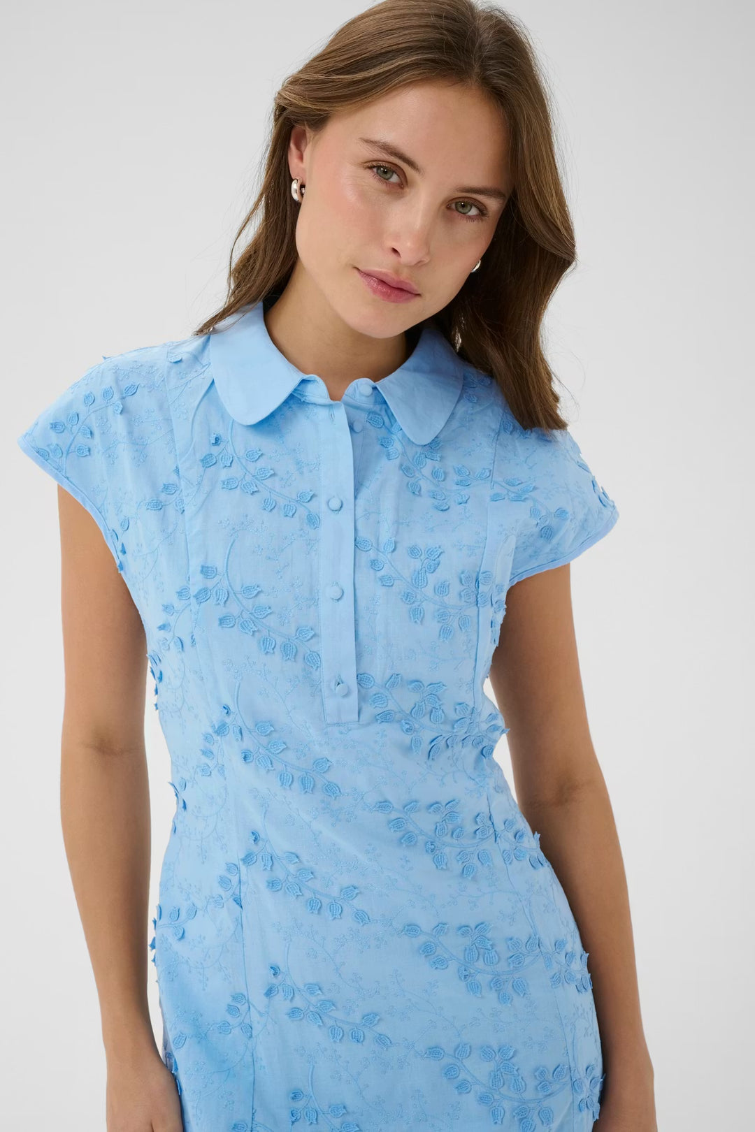 Culture Neda Embroidery Dress  In Powder Blue