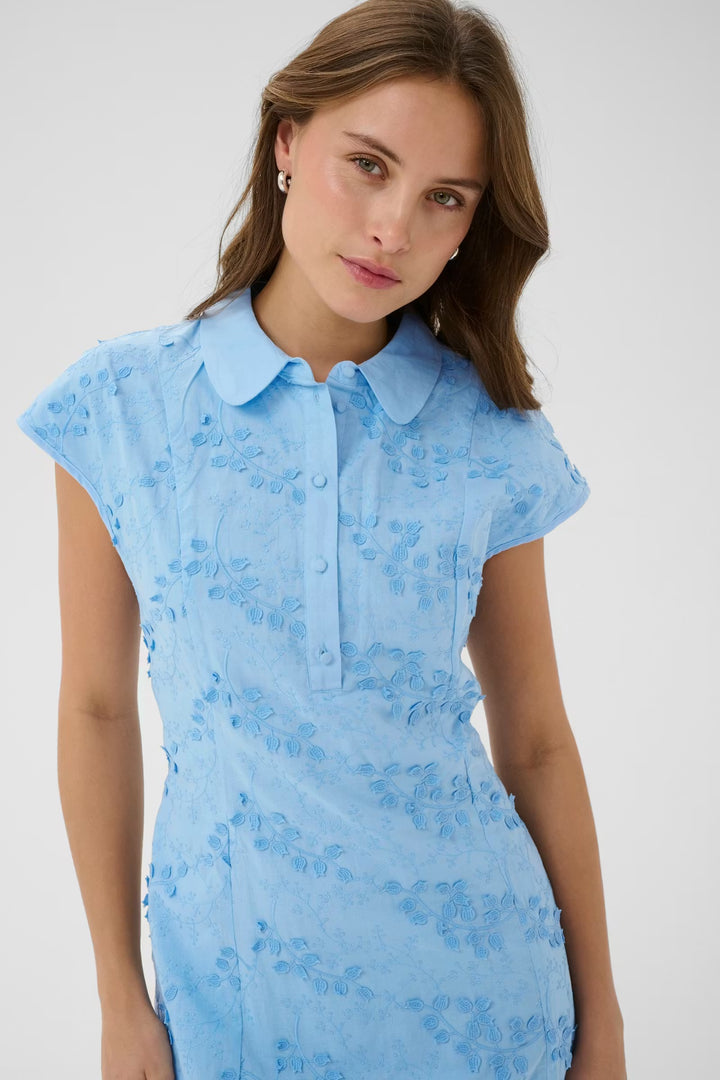 Culture Neda Embroidery Dress  In Powder Blue